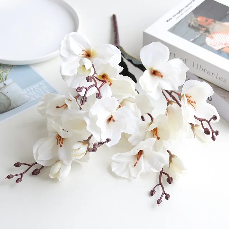 High Quality 5 Forks 20 Head Artificial Magnolia Flower For Home Living Room Table Decoration Bride Wedding Party Flower Bouquet - Image 5