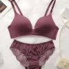 High Quality Hot Selling Sexy Women's Wireless Two-piece Butterfly Solid Color Underwear Women's Lace Underwear Set B2046