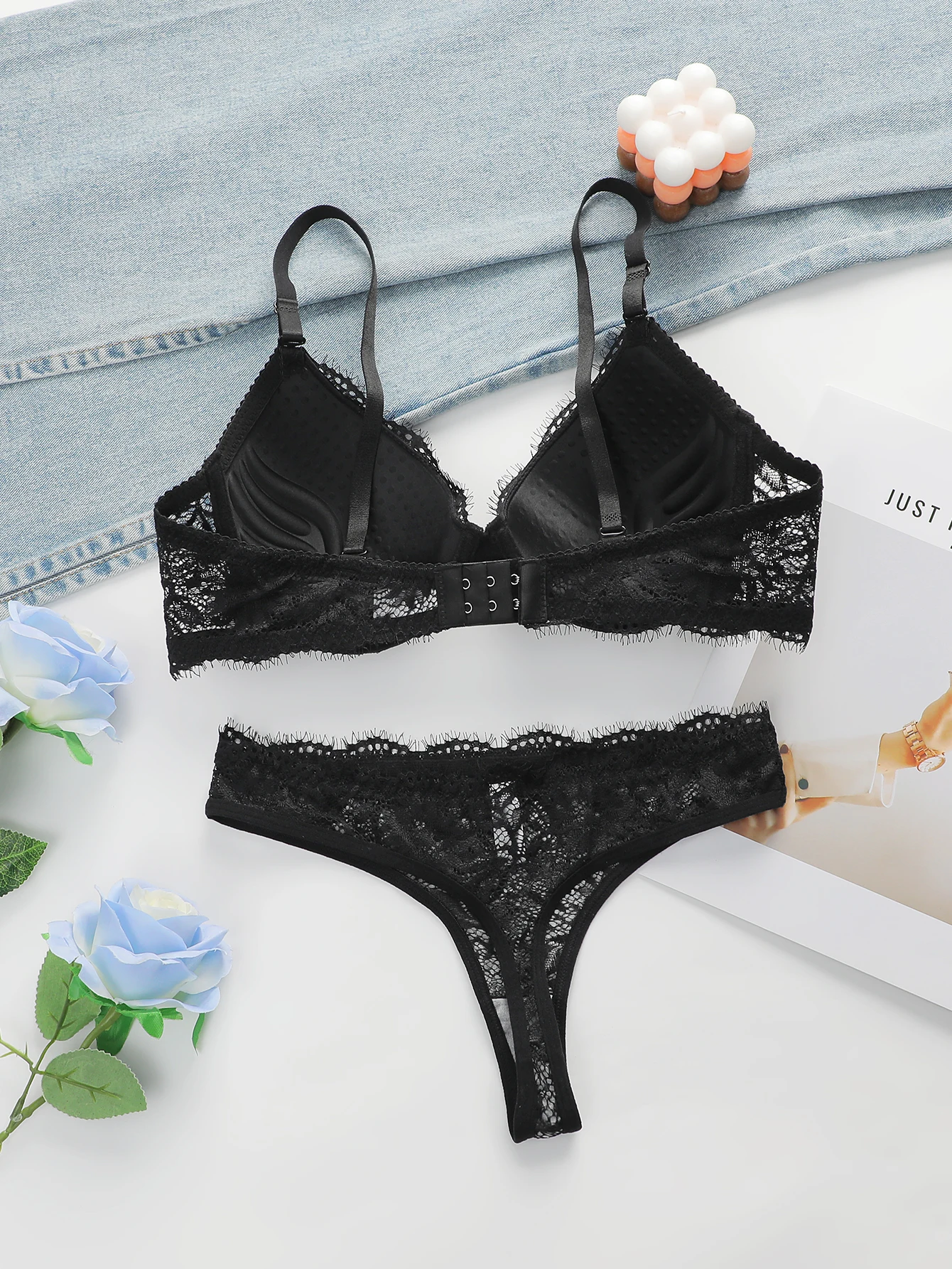 High Quality Simple And Sexy Lace Women's Push Up Two-piece Bra And Underwear A3107 - Image 2