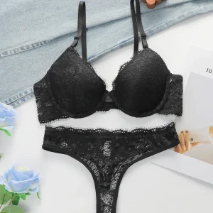 High Quality Simple And Sexy Lace Women's Push Up Two-piece Bra And Underwear A3107