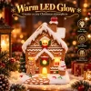 Hodao LED Christmas Gingerbread House Figurine Resin Handmade Lighted Village Ornament Holiday Tabletop Mantel Shelf Decor Gift