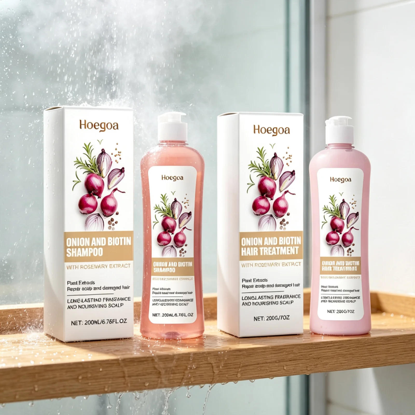 Hoegoa Onion Biotin Shampoo Conditioner Sets Deep Cleaning Soft Smooth Repair Damaged Hair Nourishing Gentle Hair Care Products - Image 2