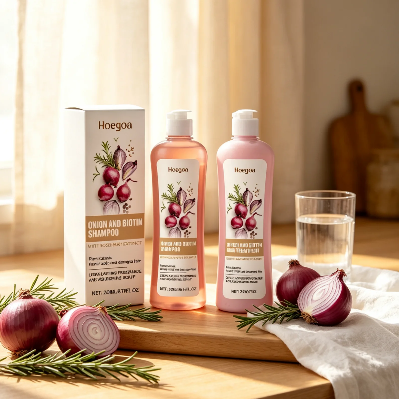 Hoegoa Onion Biotin Shampoo Conditioner Sets Deep Cleaning Soft Smooth Repair Damaged Hair Nourishing Gentle Hair Care Products - Image 5