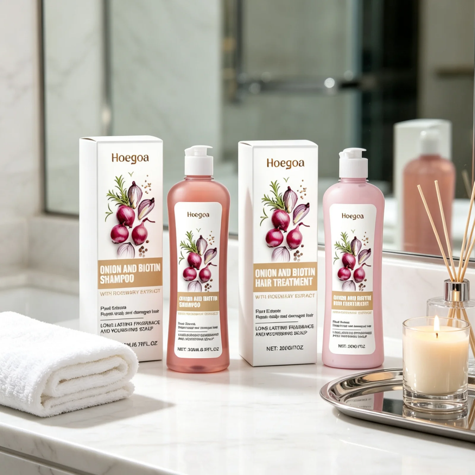 Hoegoa Onion Biotin Shampoo Conditioner Sets Deep Cleaning Soft Smooth Repair Damaged Hair Nourishing Gentle Hair Care Products - Image 4