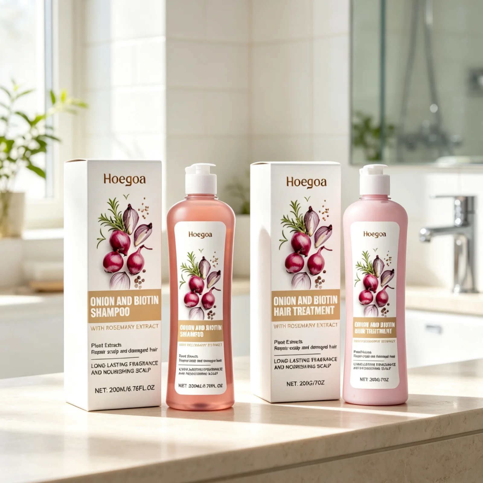 Hoegoa Onion Biotin Shampoo Conditioner Sets Deep Cleaning Soft Smooth Repair Damaged Hair Nourishing Gentle Hair Care Products - Image 6