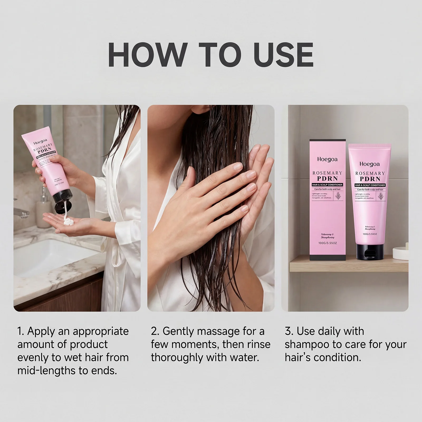 Hoegoa Rosemary Shampoo Conditioner Set Cooling Scalp Refreshing Thickening Volumizing Strengthening Repairing Dry Hair Care Kit - Image 2