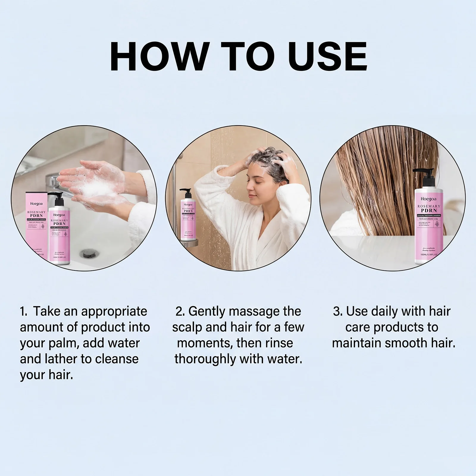 Hoegoa Rosemary Shampoo Conditioner Set Cooling Scalp Refreshing Thickening Volumizing Strengthening Repairing Dry Hair Care Kit - Image 6