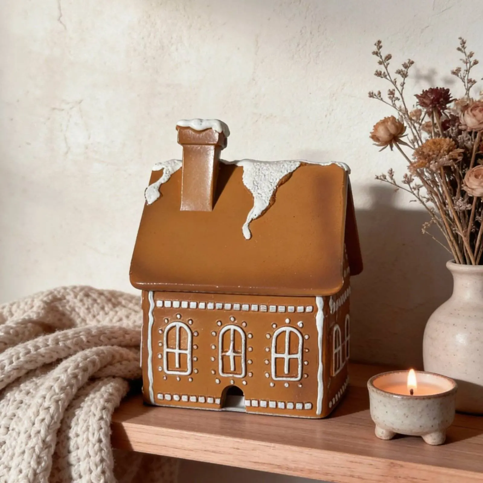 Holiday Cottage Aroma Holder Festive Gift Gingerbread House Aroma Burner Christmas Cabin Censer Detailed Craftsmanship