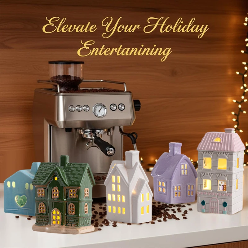 Holiday Lighted House Decor White Ceramic Village Building with LED Lights Create a Cozy and Festive Ambiance for Winter Display - Image 2