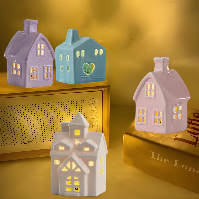 Holiday Lighted House Decor White Ceramic Village Building with LED Lights Create a Cozy and Festive Ambiance for Winter Display - Image 5