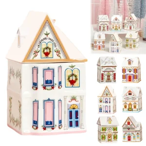 Holiday Village Spice House Set 2. Christmas Village Spice House Set Miniature Resin House Figurines for Holiday Home Decor