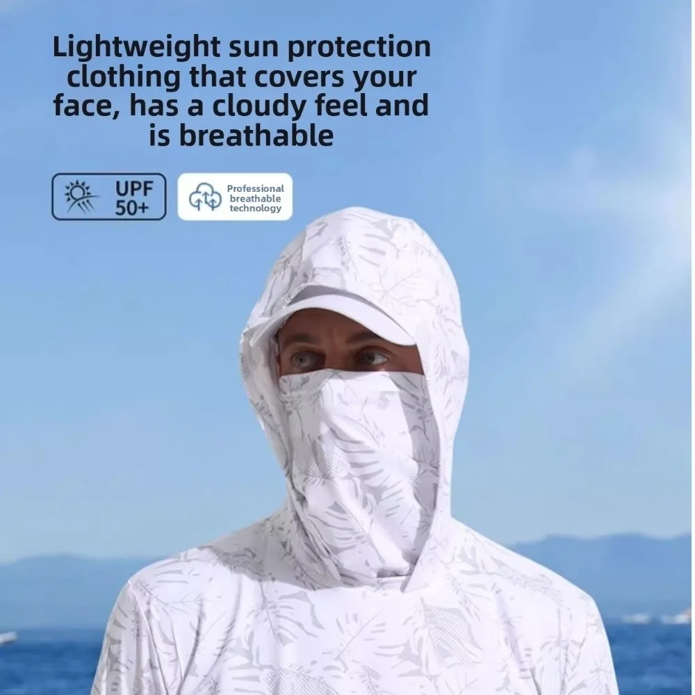 Hooded Design Fishing Shirt Summer Mask Performance Fabric Outdoor Hoodie Lightweight Material Sun Protection Jersey Fishing - Image 5