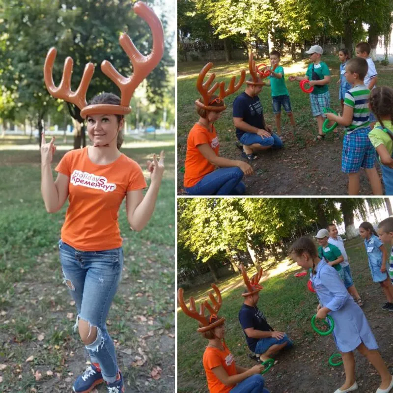 Inflatable Reindeer Antler Hat Ring Toss Game Kids Gift Christmas Family Game Toys Navidad Natal New Year Xmas Decor Noel 2023 - Image 2