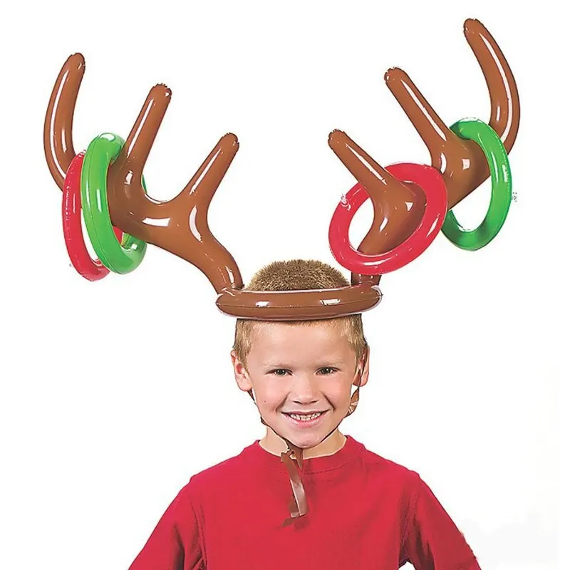 Inflatable Reindeer Antler Hat Ring Toss Game Kids Gift Christmas Family Game Toys Navidad Natal New Year Xmas Decor Noel 2023