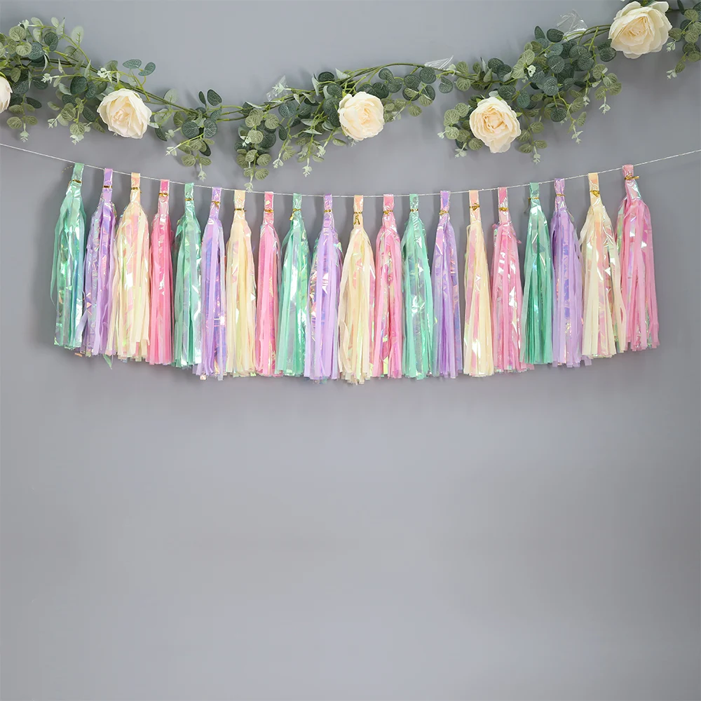 Iridescent Rose Gold Foil Paper Tassel Garland Sets Flower Birthday Party Baby Shower Wedding Anniversary Decoration Wholesale - Image 4