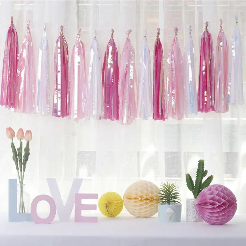 Iridescent Rose Gold Foil Paper Tassel Garland Sets Flower Birthday Party Baby Shower Wedding Anniversary Decoration Wholesale - Image 3