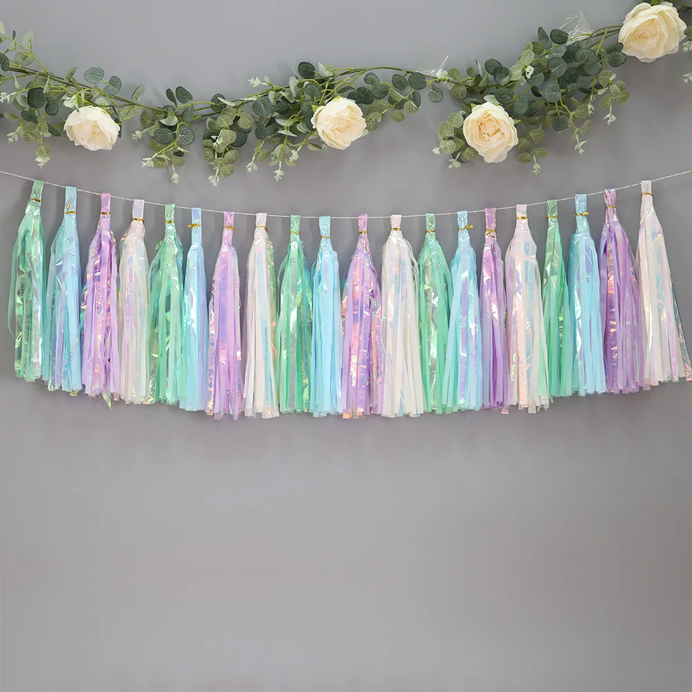 Iridescent Rose Gold Foil Paper Tassel Garland Sets Flower Birthday Party Baby Shower Wedding Anniversary Decoration Wholesale - Image 5