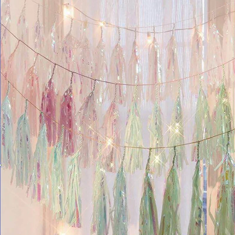 Iridescent Rose Gold Foil Paper Tassel Garland Sets Flower Birthday Party Baby Shower Wedding Anniversary Decoration Wholesale