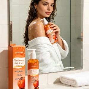 JAYSUING Persimmon Body Wash Deep Nourishing Skin Wash Away Dirty Relieve Dryness Skin Long Lingering Fragrance Shower Gel 100ml
