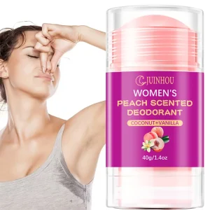 JUINHOU 40gWomen's Peach Deodorant Stick/Antiperspirant Light Peach Scent Moisturizing Easy to Carry Suitable for Everyone