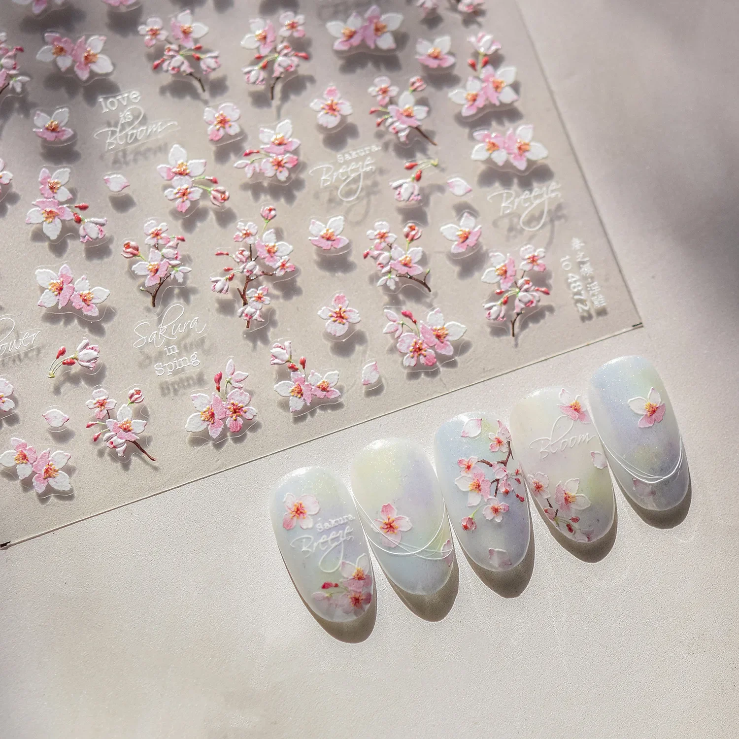 Japanese Nail Parts 5D Reliefs Cherry Blossom Self Adhesive Nail Art Stickers DIY 2025 Summer Flower Manicure Decoration Decals - Image 2