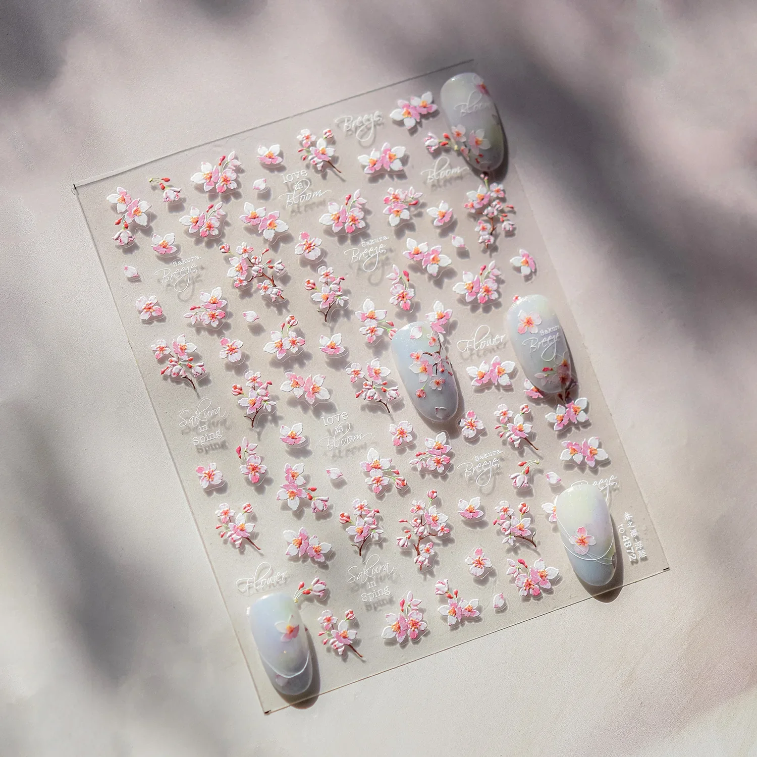 Japanese Nail Parts 5D Reliefs Cherry Blossom Self Adhesive Nail Art Stickers DIY 2025 Summer Flower Manicure Decoration Decals - Image 6