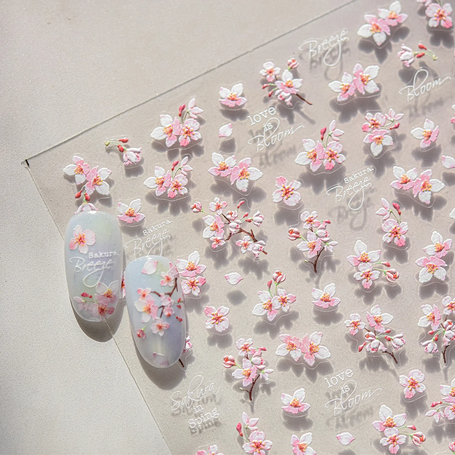 Japanese Nail Parts 5D Reliefs Cherry Blossom Self Adhesive Nail Art Stickers DIY 2025 Summer Flower Manicure Decoration Decals - Image 4