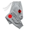 Japanese‑styled warrior text graphic print relaxed loose sweatpants men hip hop sports casual jogger pants modern cut