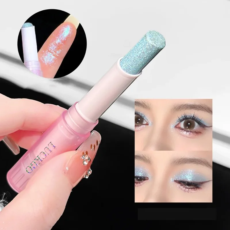 Jelly Eye Shadow Stick Blue Diamond Aurora Glitter Pearlescent Eyeshadow Pen Highlighter Stick Brighten & Contour Eyes Makeup - Image 5