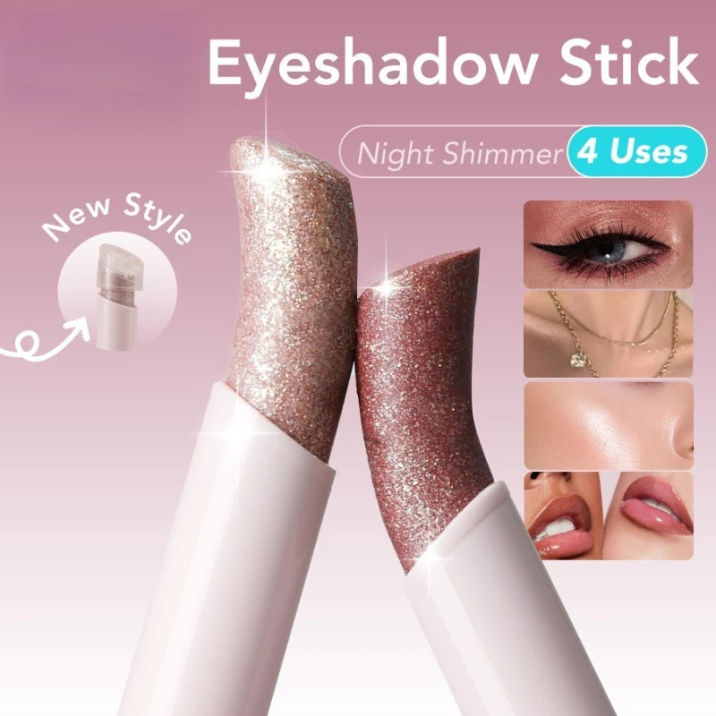 Jelly Eyeshadow Stick Holographic Pearl Shimmer and Delicate Glitter for Eye Brightening Long-Lasting Eyeshadow Highlight Stick - Image 6