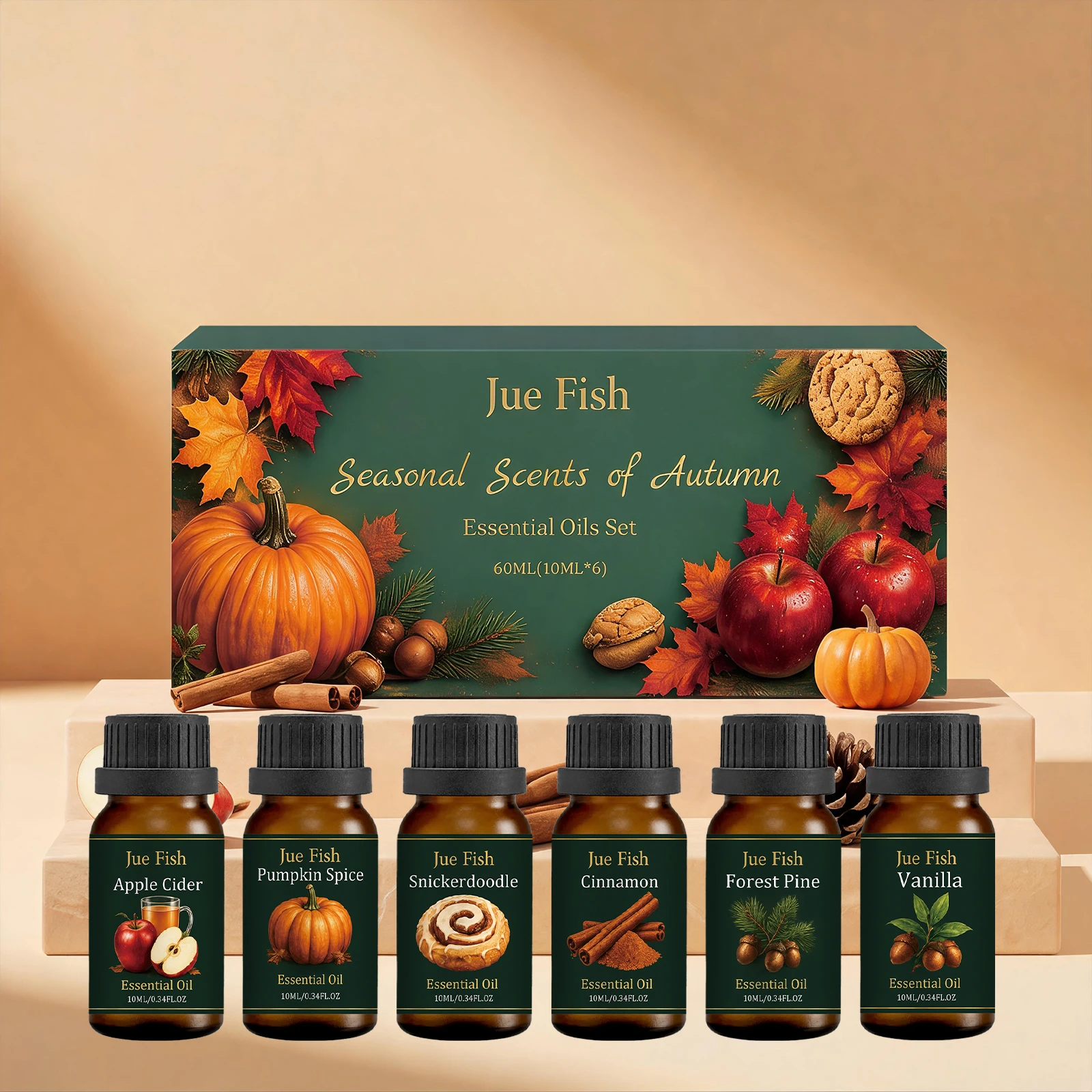 Jue Fish Autumn Scented Essential Oil Set for Christmas Holiday Parties, Air Freshening, Atmosphere Boost, Suitable for Diffuser - Image 2