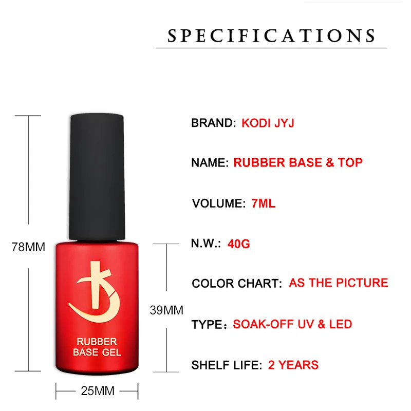 KODI JYJ Nail Base Coat Gel Polish Semipermanent Base Rubber UV LED Gellac Super Bright No Wipe Top Manicure 7ml New Arrived Lak - Image 5