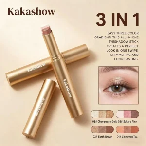 Kakashow 3 Color Eyeshadow Stick Smooth Texture No Fallout Waterproof Sweatproof Shimmery Brighten Eyes for Daily Dating Makeup