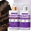 Keratin Shampoo and Conditioner Set, Professional Repairing & Smoothing Treatment for Dry Damaged Hair Anti-Frizz Hydrating Gift