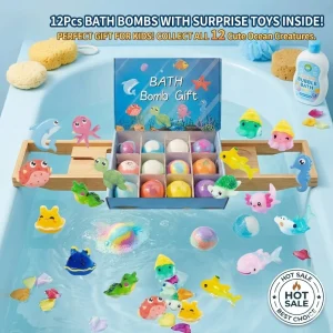 Kids Bath Bombs Toy Surprise Hidden Glow in Dark Toys Natural Organic Bath Fizz Balls Gift Set for Children Holiday Gift Set
