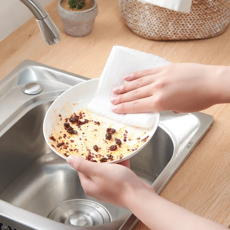 Kitchen Disposable Multi-purpose Wet/Dry Kitchen Paper Towel Dishwashing Cloth Water-absorb Household Cleaning Non-woven Cloth - Image 3