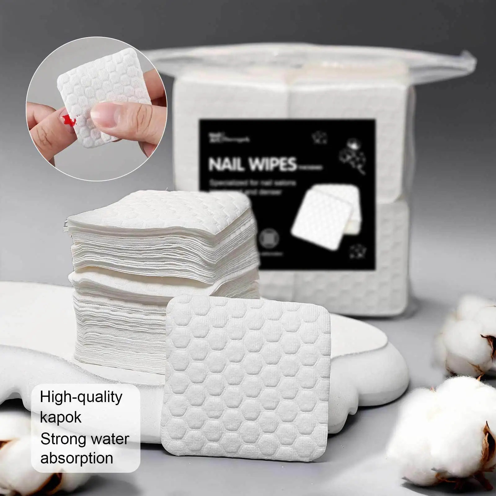 Klimonla 200/500Pcs/pack/box Solid Durable Nail Tools Manicure Gel Nail Polish Remover Pads Lint-Free Wipes Napkins Wraps - Image 2