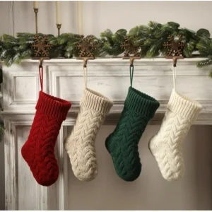 Knitted Christmas Sockings Fluffy Soft Hanging Ornaments Christmas Gift Candy Bag Santa Socks Children Christmas Gifts