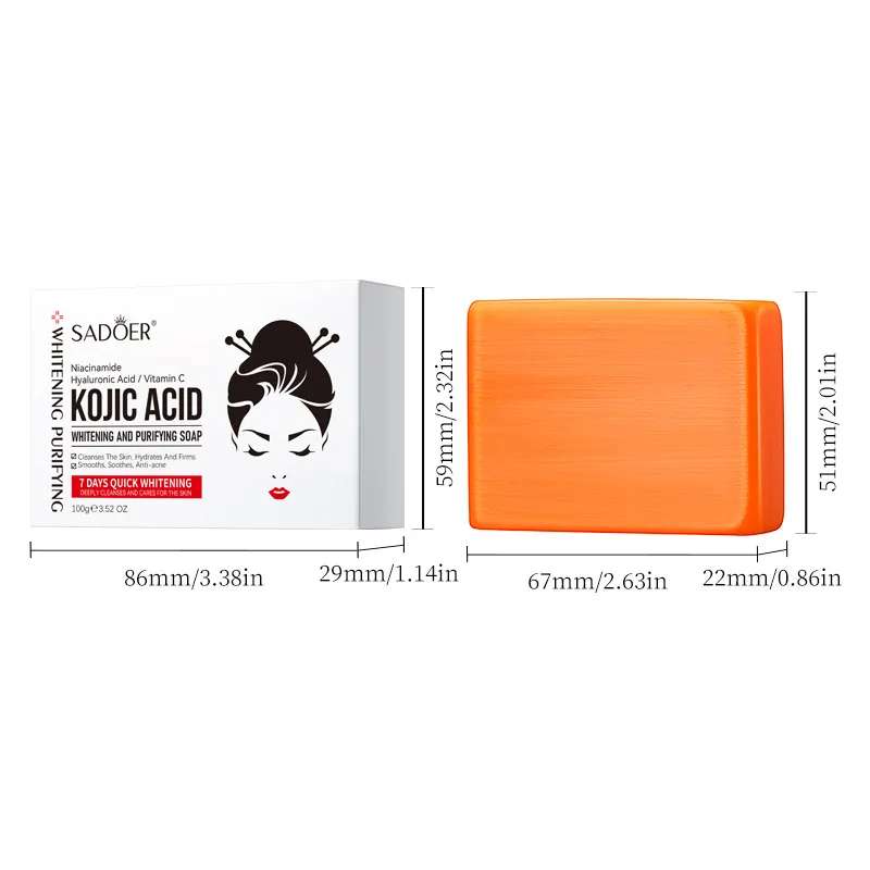 Kojic Acid Whitening Cleansing Soap, Facial And Body Soap Containing Niacinamide And Hyaluronic Acid, With A Foaming Net. - Image 5