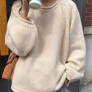 Korean Autumn Winter Jumpers 2026 Harajuku Loose Long Sleeve Women Sweater Knitwear Tops Chic Solid Femme Sweater Pullover