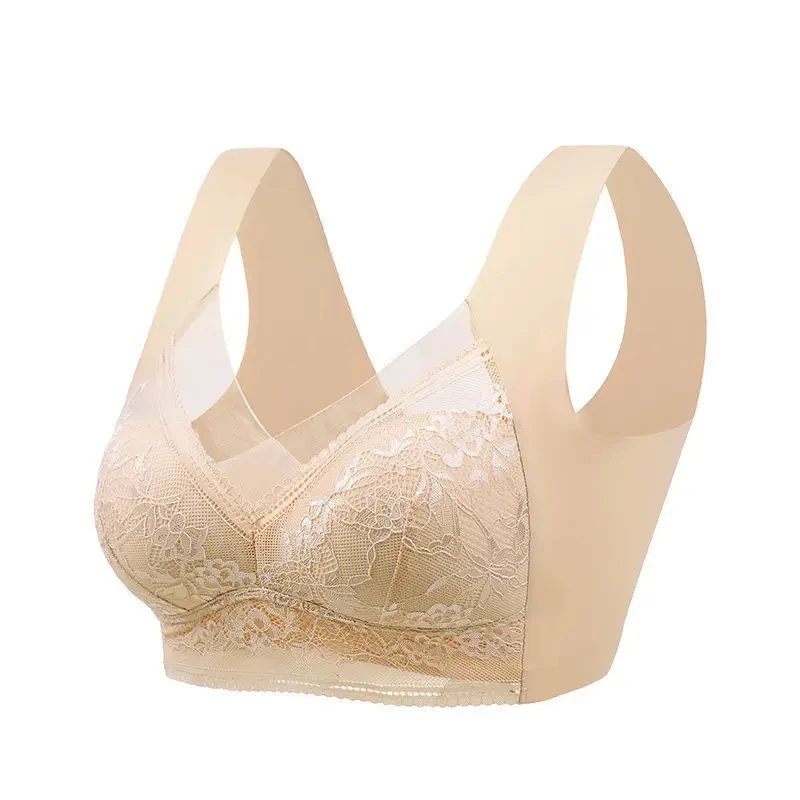 L-6L Women Large Bra Push Up Ice Silk Seamless upper Bralette Lace Wireless Summer Bras Plus Size Top Lingerie Underwear 15019 - Image 5