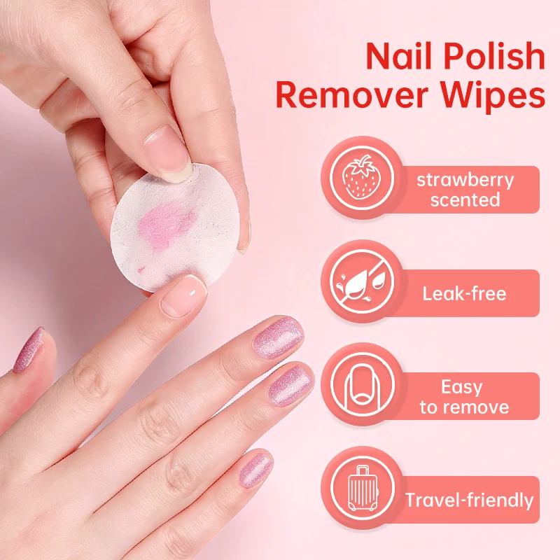 LILYCUTE 32Pcs Lint-Free Box Strawberry Nail Polish Remover Wipes Soft Absorbable Pads for Easy Manicure & Pedicure Bueaty Care - Image 3