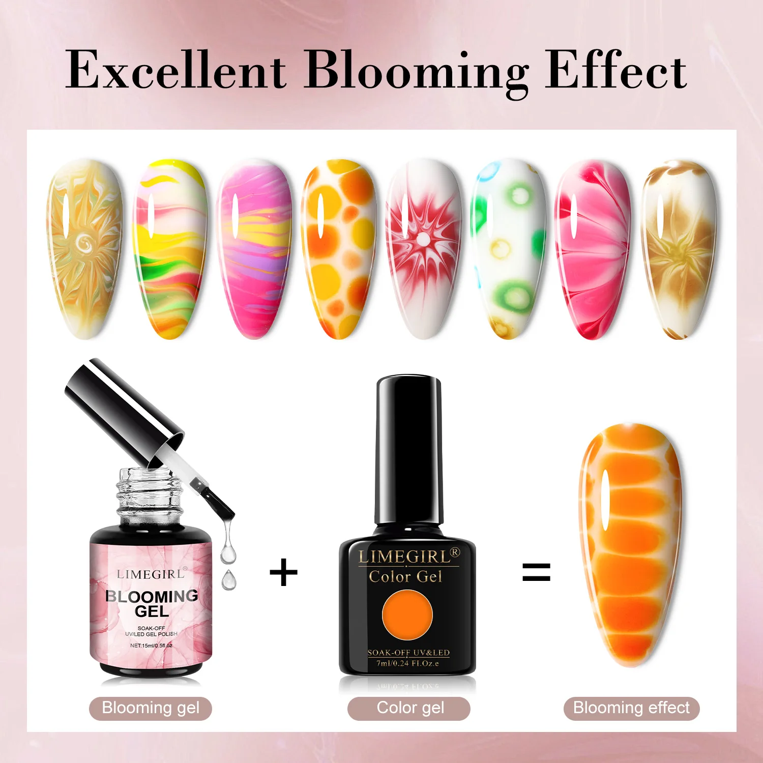 LIMEGIRL 15ML Nail Blooming Gel UV Soak Spread Marble Blossom Spreading Effect Functional Nail Art Clear Blooming Gel Polish - Image 2