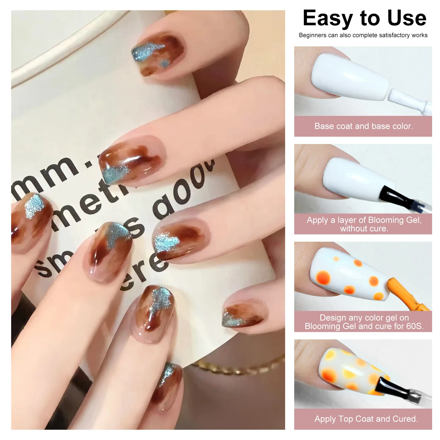 LIMEGIRL 15ML Nail Blooming Gel UV Soak Spread Marble Blossom Spreading Effect Functional Nail Art Clear Blooming Gel Polish - Image 5