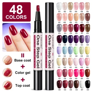 LIMEGIRL 48 Colors Gel Nail Polish Pen 3in1 Gel Nail Varnish Quick-Dry Long-Lasting Graffiti Painting Brush for Outdoor Travel