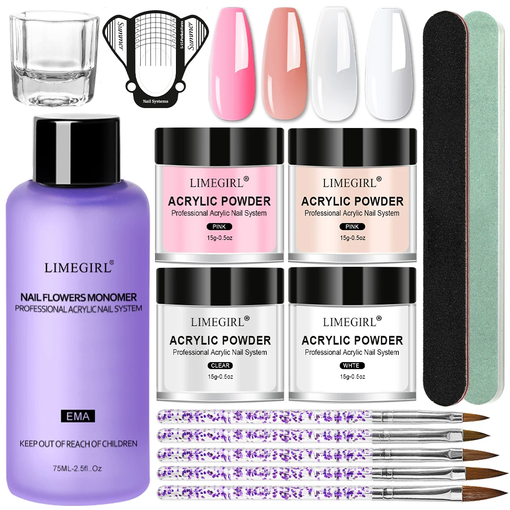 LIMEGIRL Acrylic Powder Set, Acrylic Powder and Tools Kit for 3D Flower Sculpting Creation, Suit for Beginner and Professional