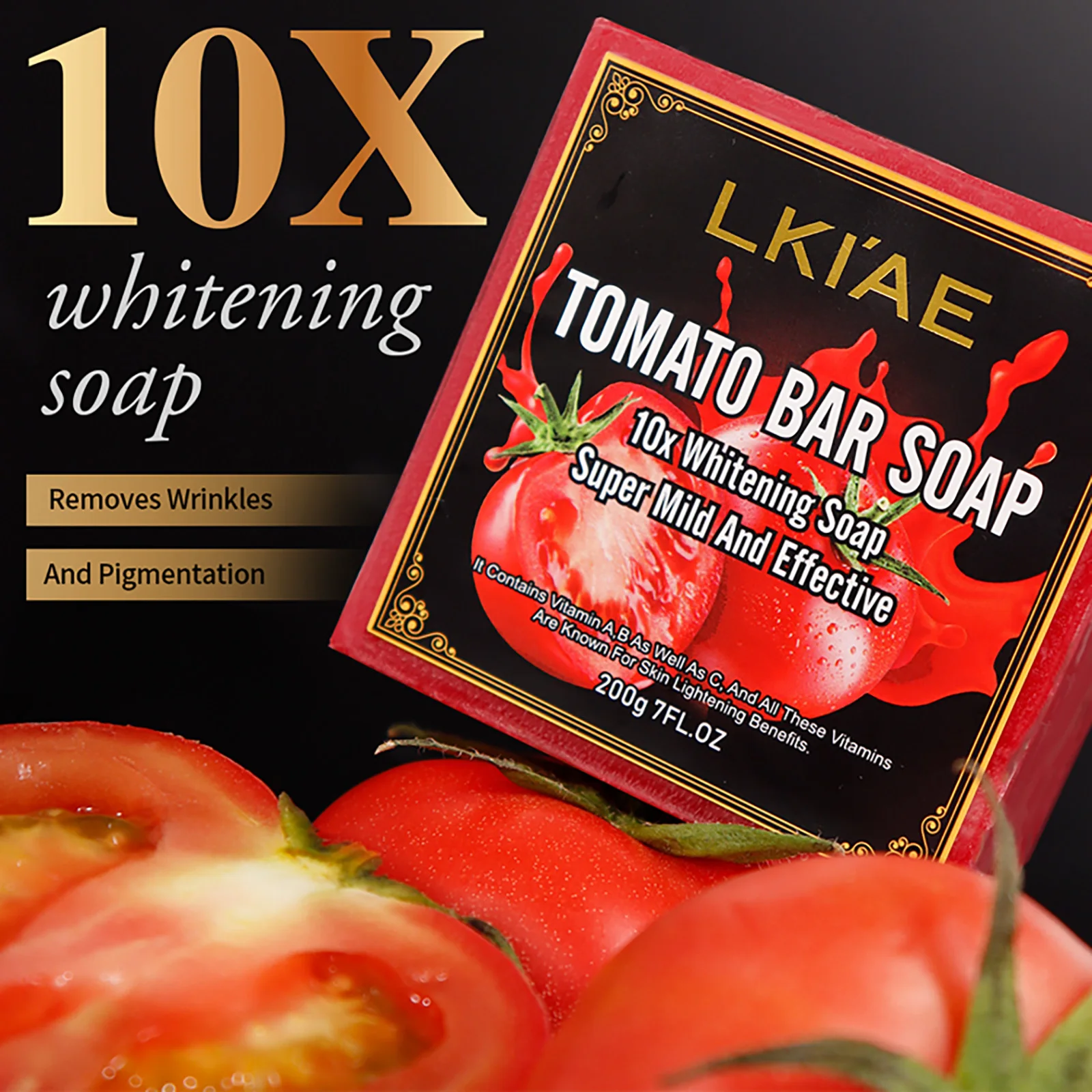 LKIAE Ultra Lightening Tomato Soap Bar, Anti Dark, Black Spots, Acne, Even Skin Tone, Vegan Bath Soap For All Skin Type, 200g - Image 2