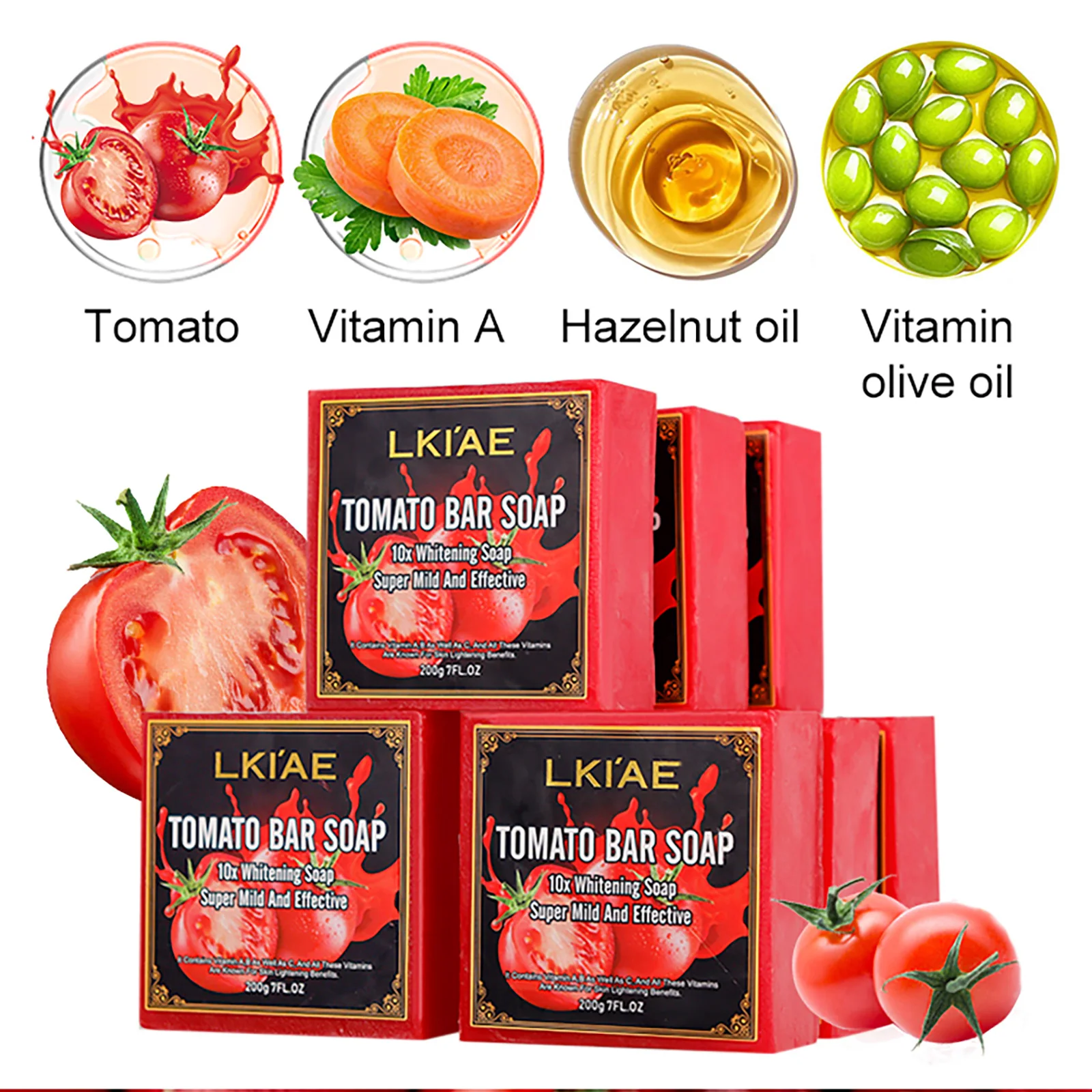 LKIAE Ultra Lightening Tomato Soap Bar, Anti Dark, Black Spots, Acne, Even Skin Tone, Vegan Bath Soap For All Skin Type, 200g - Image 3