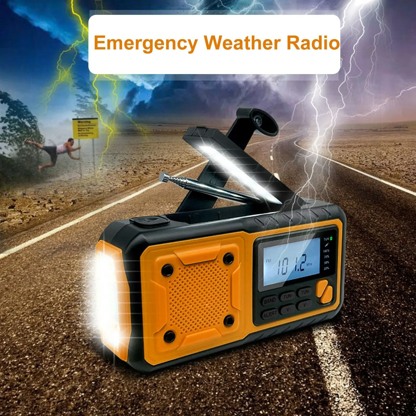 LOTOTG Portable Emergency Solar Power Radio Hand Crank Charging AM/FM Weather Radio Led Reading Flashlight Bank Phone Charger - Image 3