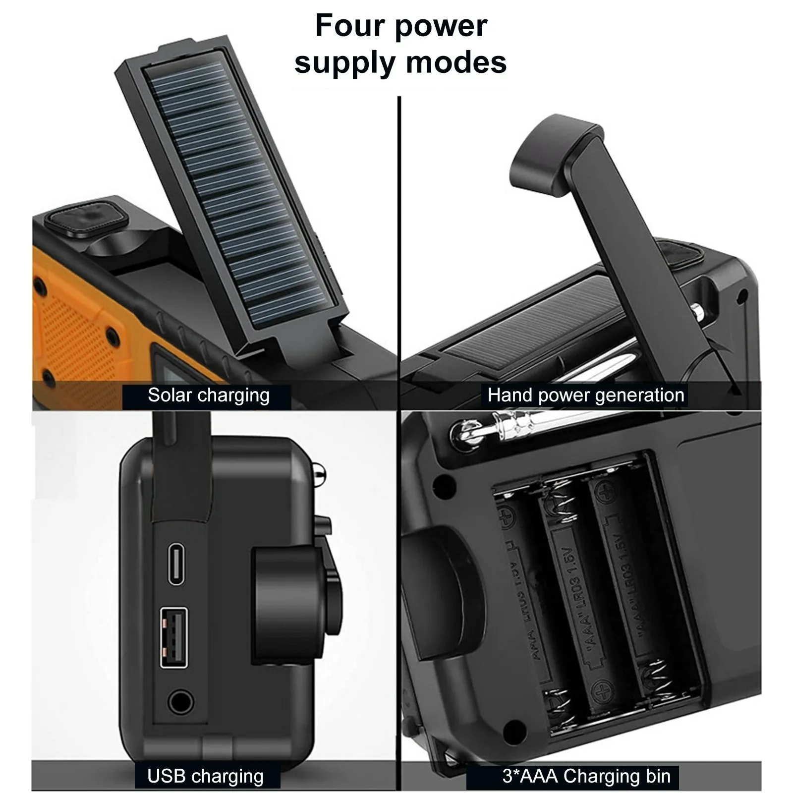 LOTOTG Portable Emergency Solar Power Radio Hand Crank Charging AM/FM Weather Radio Led Reading Flashlight Bank Phone Charger - Image 5